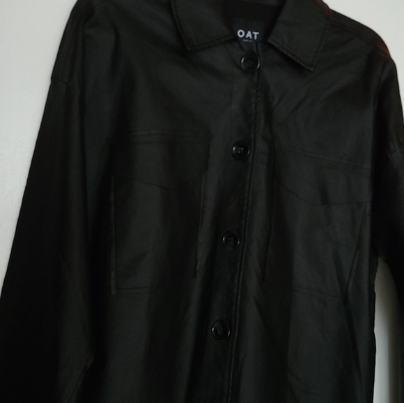 NWT OAT NYC oversized black coated cotton water resistant large pocket shacket - Picture 2 of 7